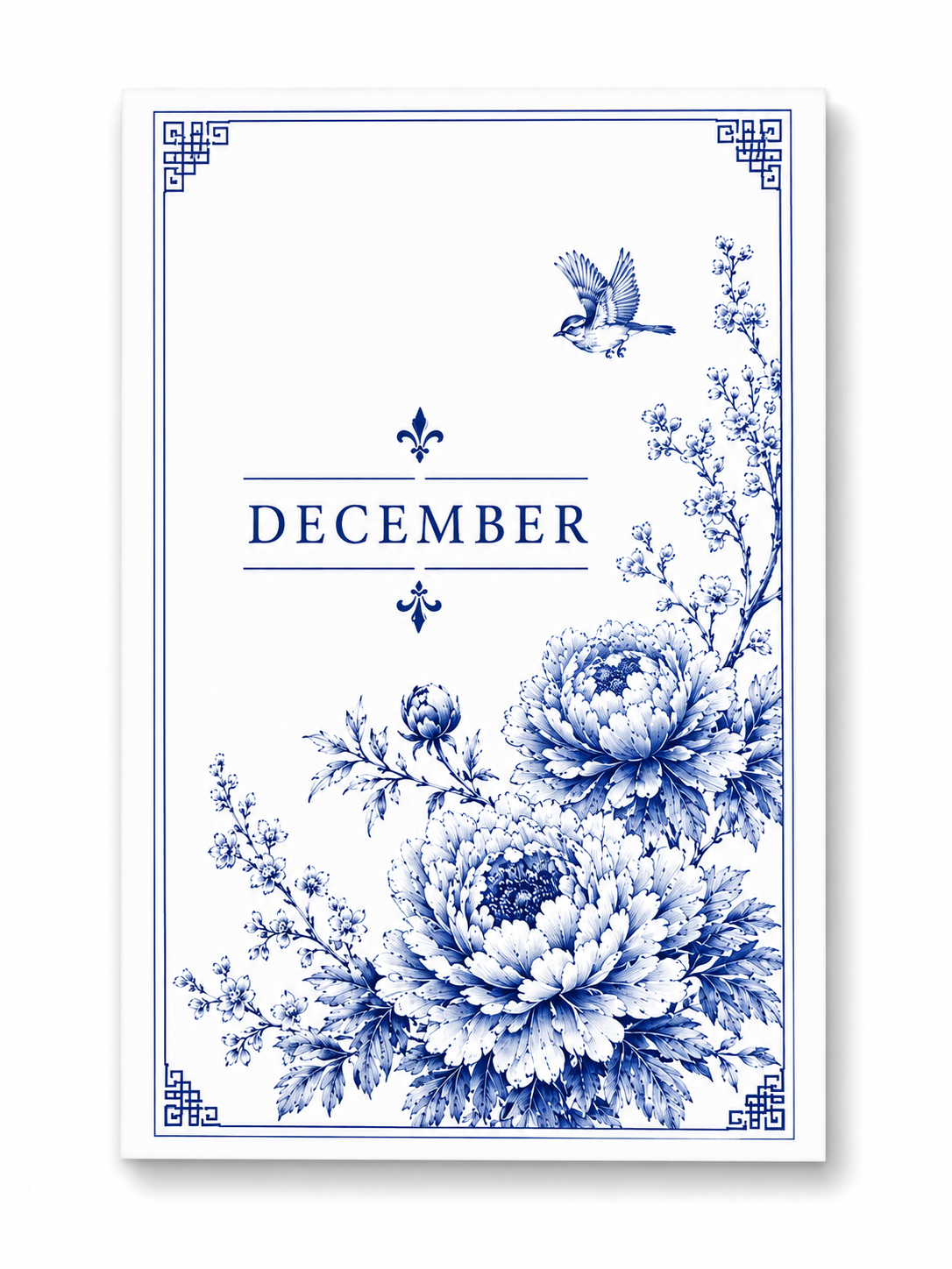 Blue Chinoiserie Journal of the Month Collection with Lined Pages