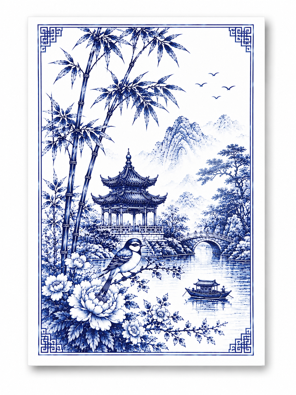 Blue Chinoiserie Journal of the Month Collection with Lined Pages